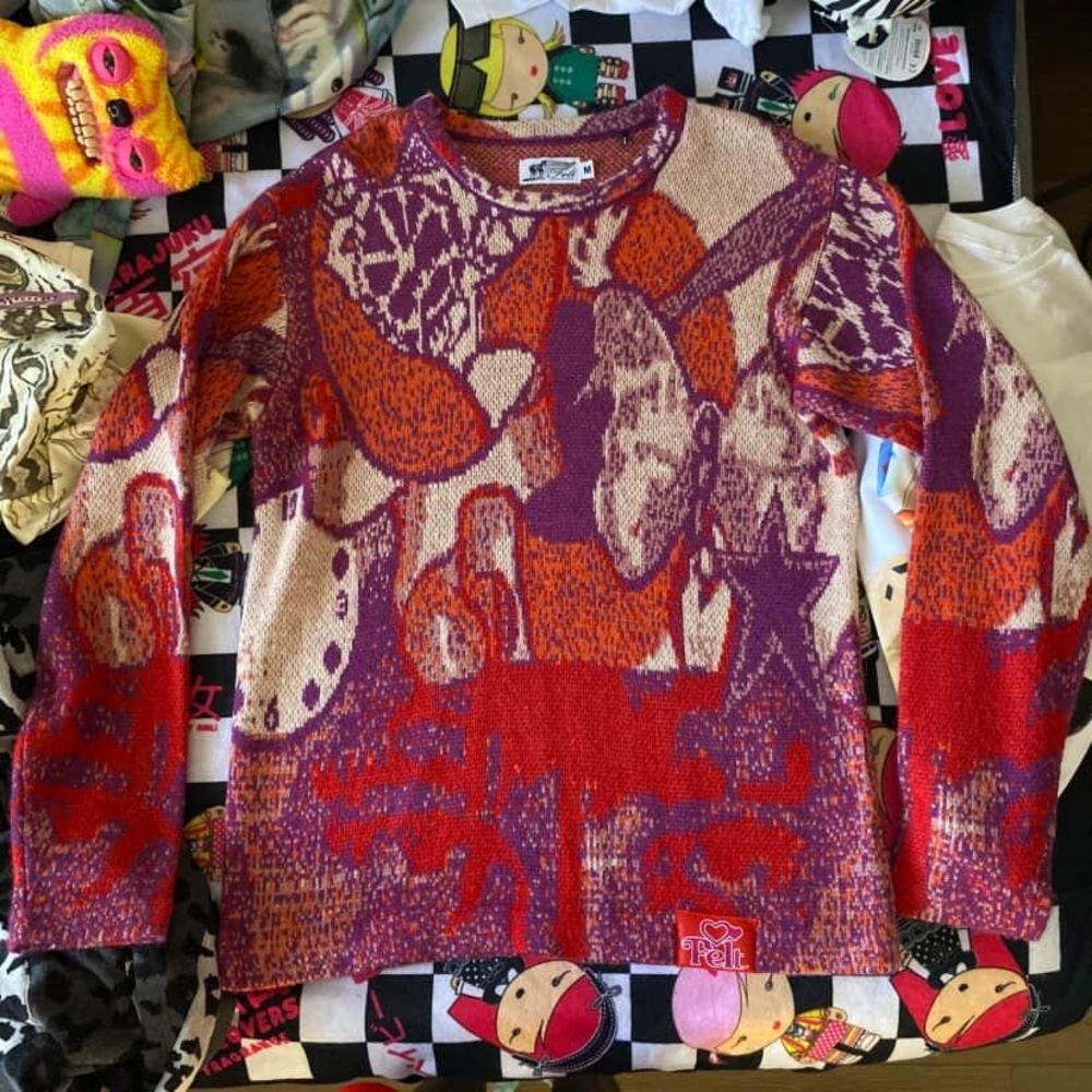 Colorful Harajuki Graphic Mohair Sweater